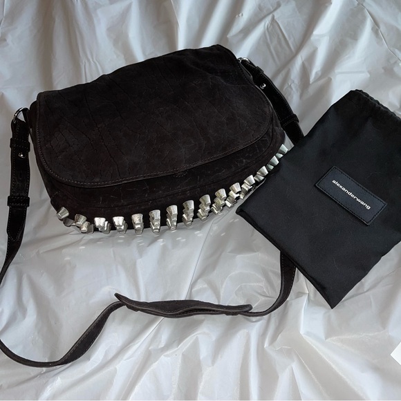 Alexander Wang Black Leather Crossbody Bag Studded Bottom NWT - Picture 3 of 17